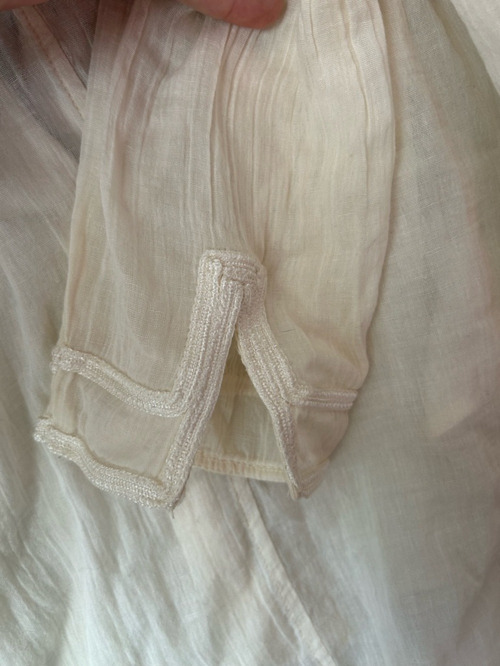 Free People New Romantics Cream Blouse Shirt with Brown Sequin Bib boho L - Picture 10 of 13